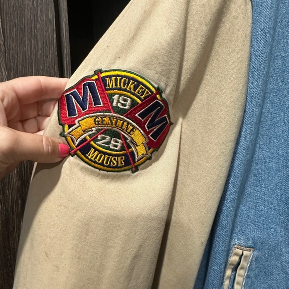 Vintage Denim and Tan MICKEY/Disney Varsity Jacket - Picture 4 of 7